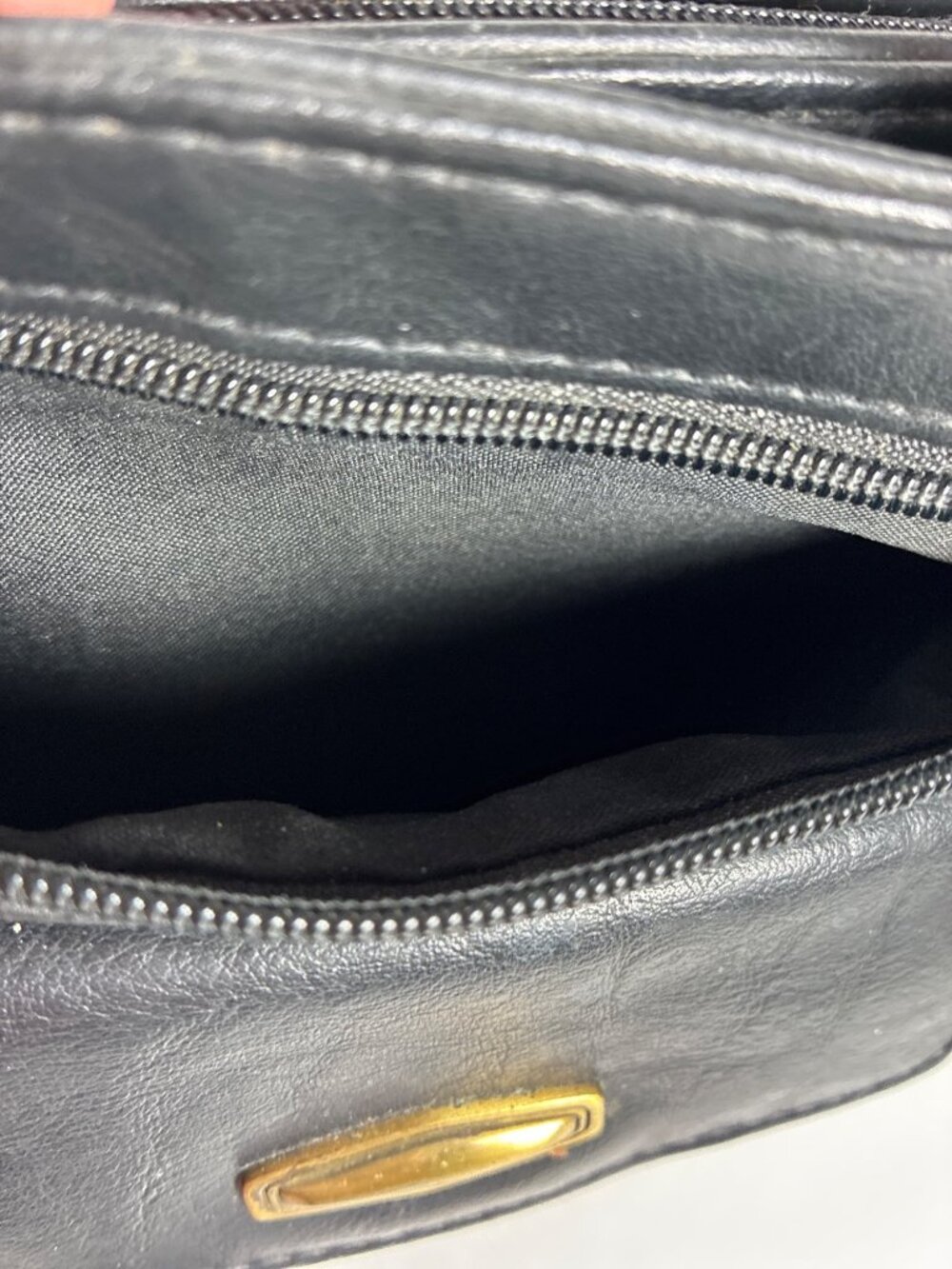 Vintage Black Leather Organizer Handbag 8 Pocket Top Handle Purse Classic Grandm - Picture 5 of 10